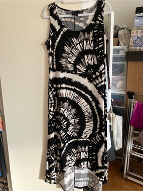 Tribal Black & White Tie-Dye Maxi Dress